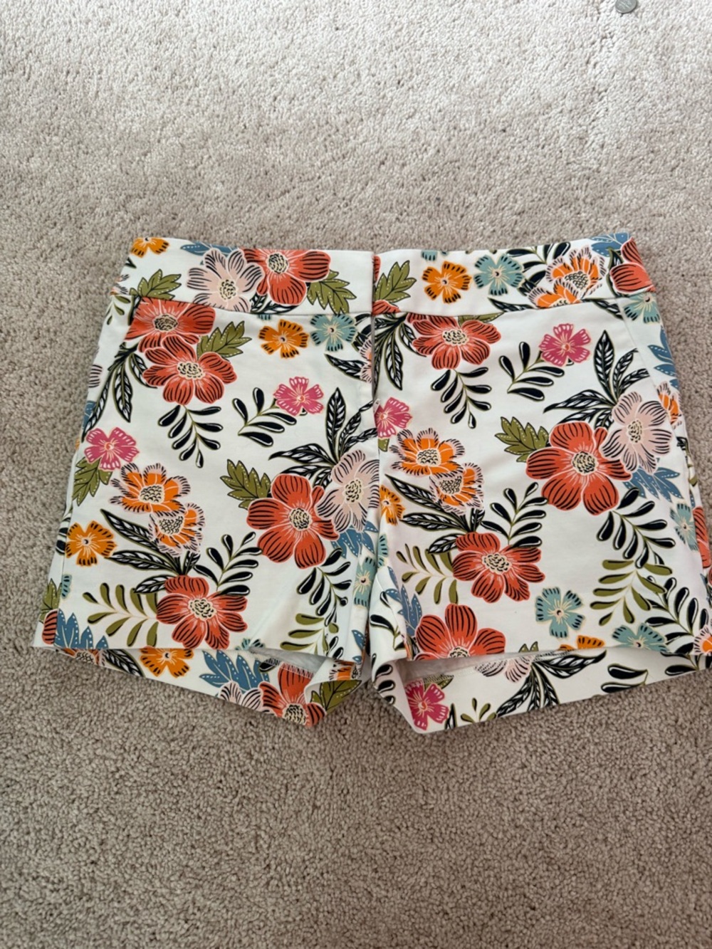 LOFT Floral Shorts - White with Multicolor Flowers